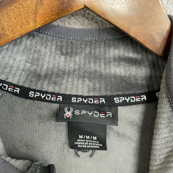 NWOT Spyder Men's M/M Gray Quarter-Zip Pullover Sweatshirt Soft Ribbed Fleece - Picture 3 of 10